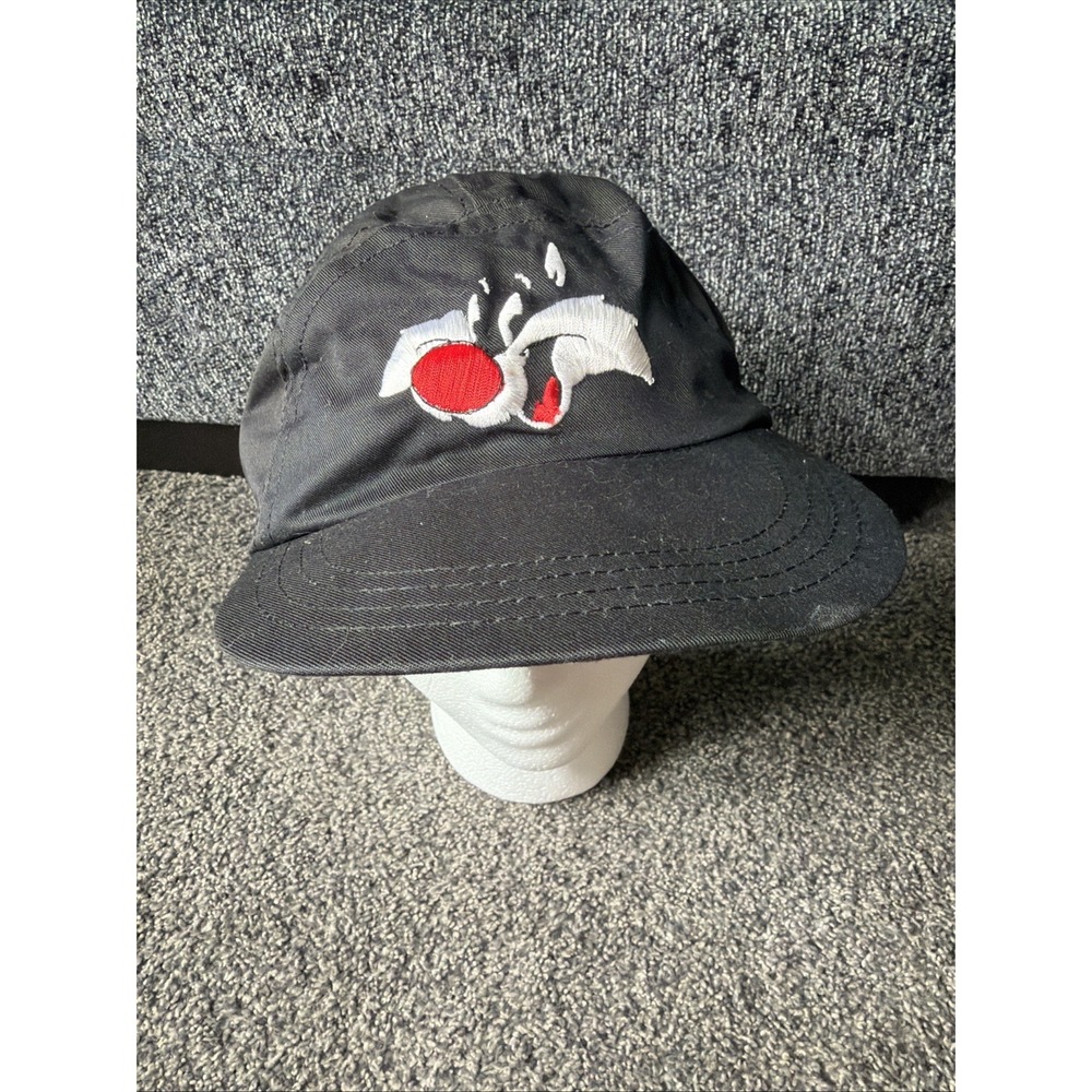 Vintage 90s Looney Tunes Hat USA made SILVESTER Cat five Panel black ACME